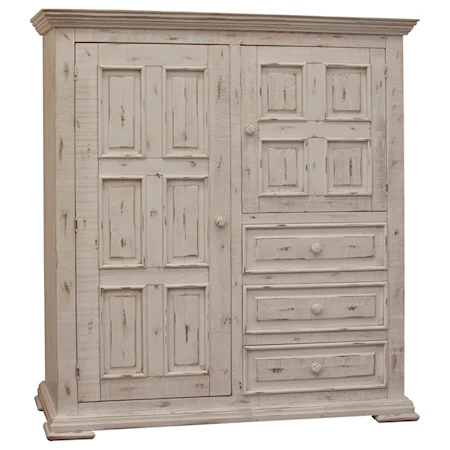Solid Wood Gentleman's Chest with 2 Doors and 3 Drawers